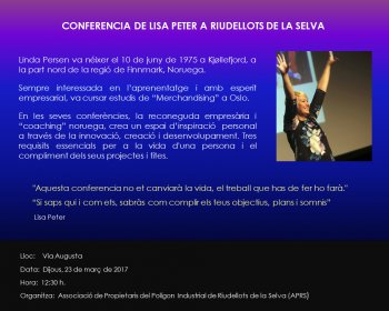 CONFERÈNCIA APRS: LINDA PERSEN